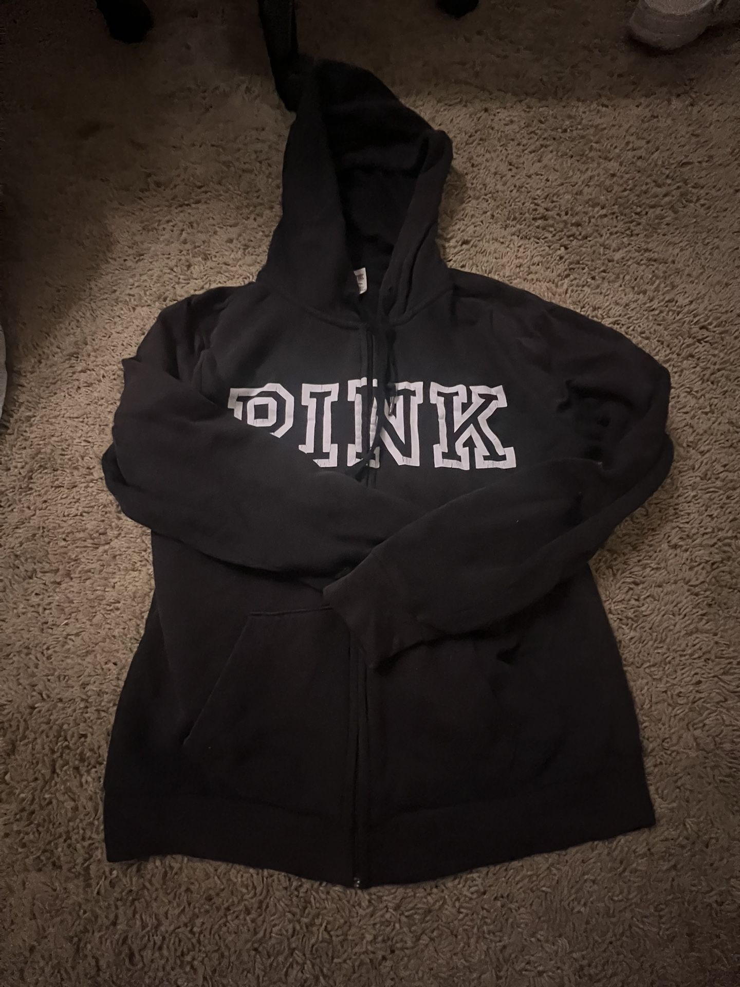 Black pink zip up hoodie