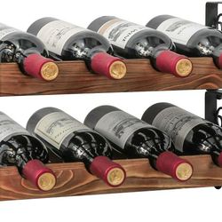 Black 8 Bottle Stackable Wine Rack Stand Alone for Kitchen Bar