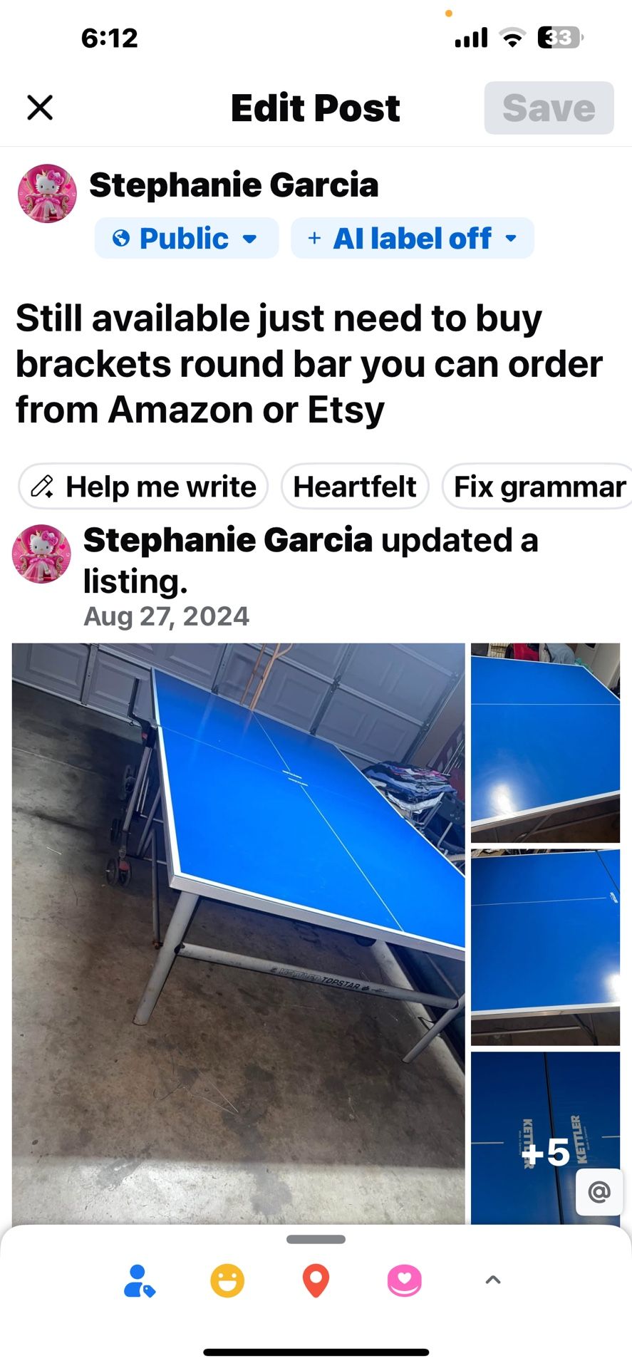 Ping-pong table