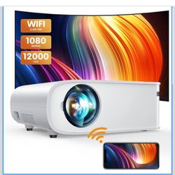 ARTSEA Native 1080P 5G WiFi HD Projector for iPhone, 2023 Upgrade Outdoor Movie Projector with 100Inch Projection Screen, 12000L 4K 300” Home Video Pr