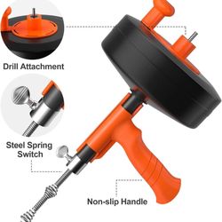 Drain Auger, Plumbing Snake with Drill Adapter, 35Ft Heavy Duty Flexible Sink St