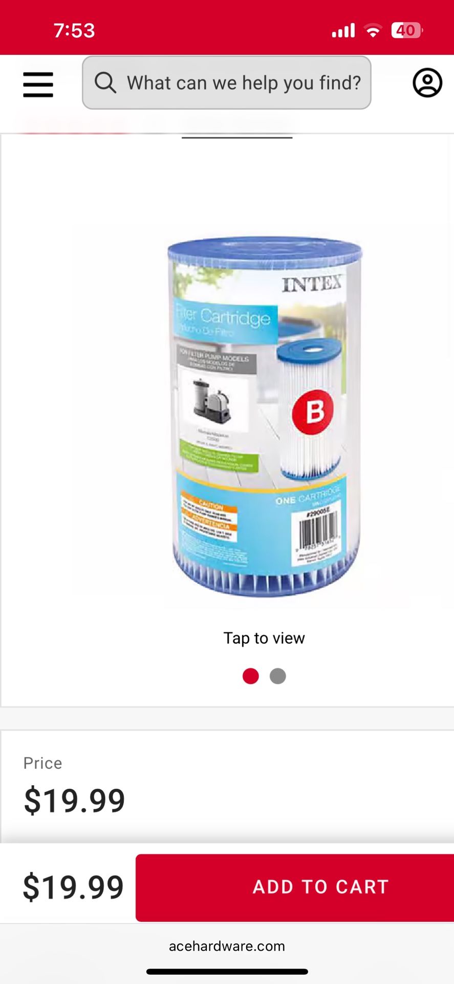 Intex Type B Filter Cartridge