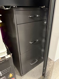 Black Metal 3-Drawer Filing Cabinet