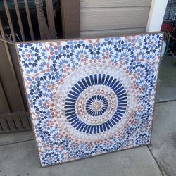 Blue And Orange mandala canvas Wall Art 
