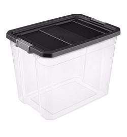 Sterilite 27 Gallon Stacker Box- Black,case of 4