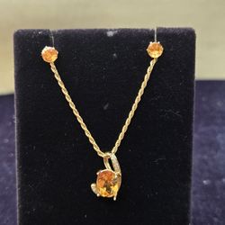  Brazilian Citrine 10k & 14k Pendant  Set