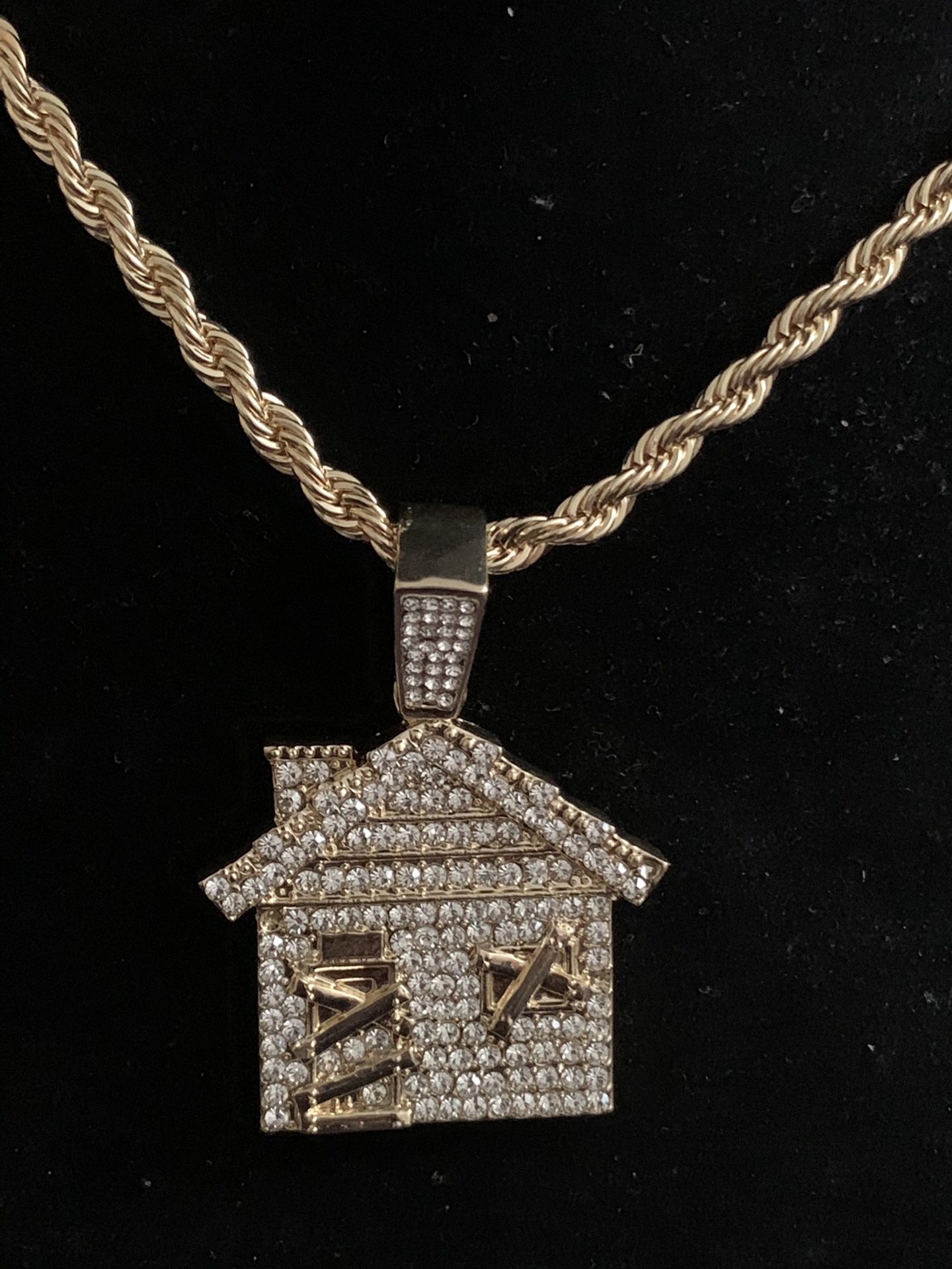 Trap House Pendant Necklace Charm 18kt Gold Plated (Please Read Description)