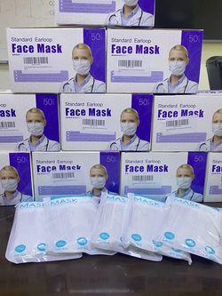 50 Pack 3-PLY White Face Mask