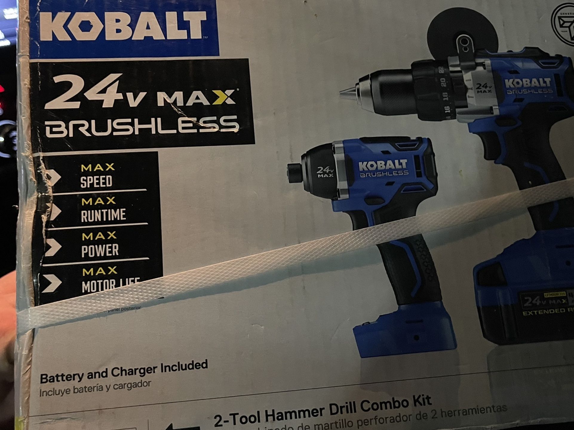 NEW 24v Kobalt Hammer Drill & Impact Driver Cordless 4ah Battery