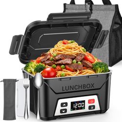 EAST OAK Cordless Electric Lunch Box for Adults, Battery Powered for Work, Travel, 5.5 Cup Rechargeable Self-Heating Food Warmer with Memory Function 