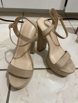 Nude women heel sandal with platform size 6