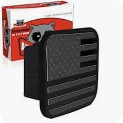 Black American Flag Tow Hitch Cover 2x2" NIB