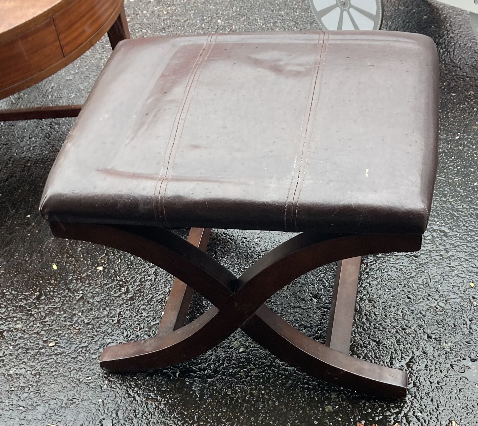 Leather Seated Stool/ottoman 