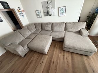 Large U-Shaped Sectional Sofa with Ottoman