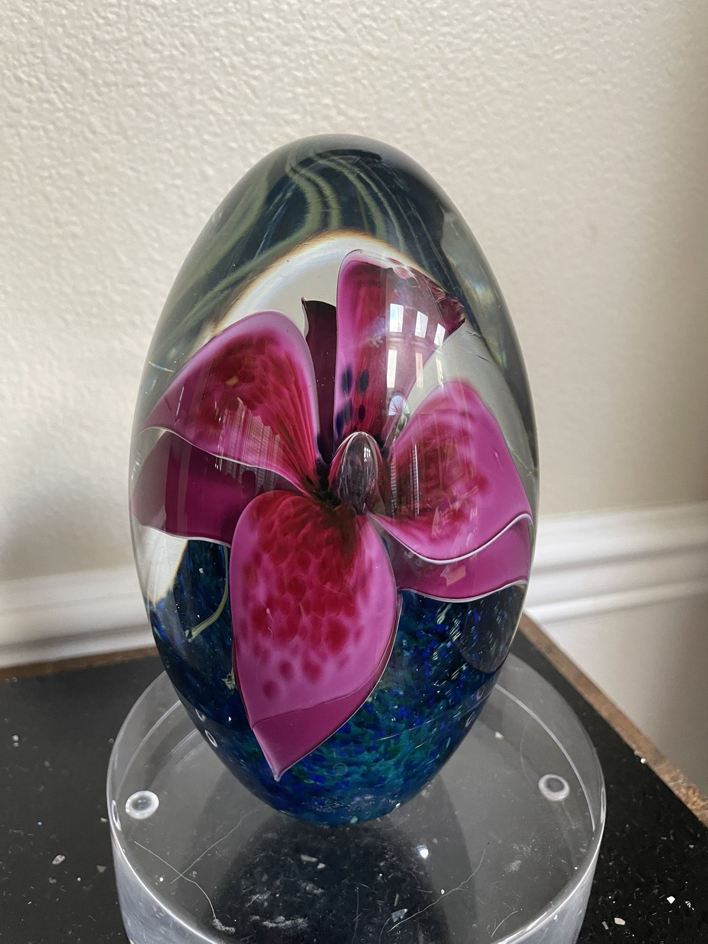 Eric Bracken Floral Glass House Studio Art Glass 6.5”H