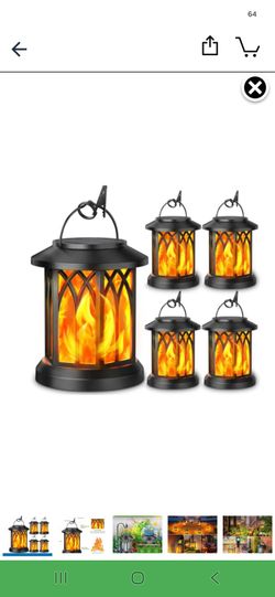 4 Pack Solar Lantern Outdoor Lights, Upgraded Flickering Flame Solar Lanterns