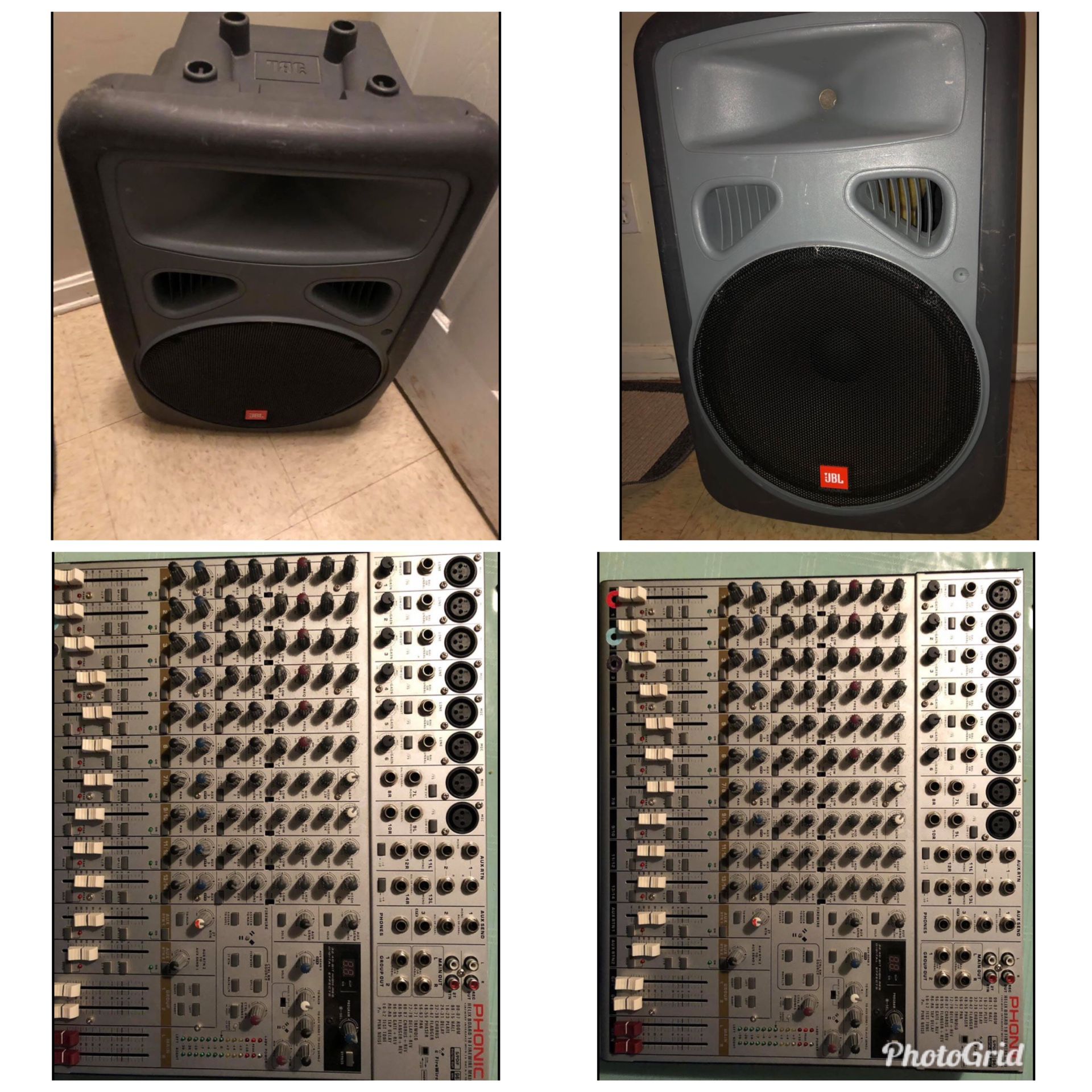 2 JBL SPEAKERS 400 watts , Mixer 12 channels