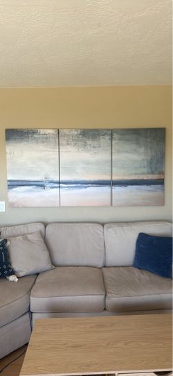 Abstract Coastal Triptych Canvas Wall Art