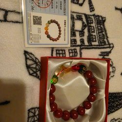 Cinnabar with crystals bracelet