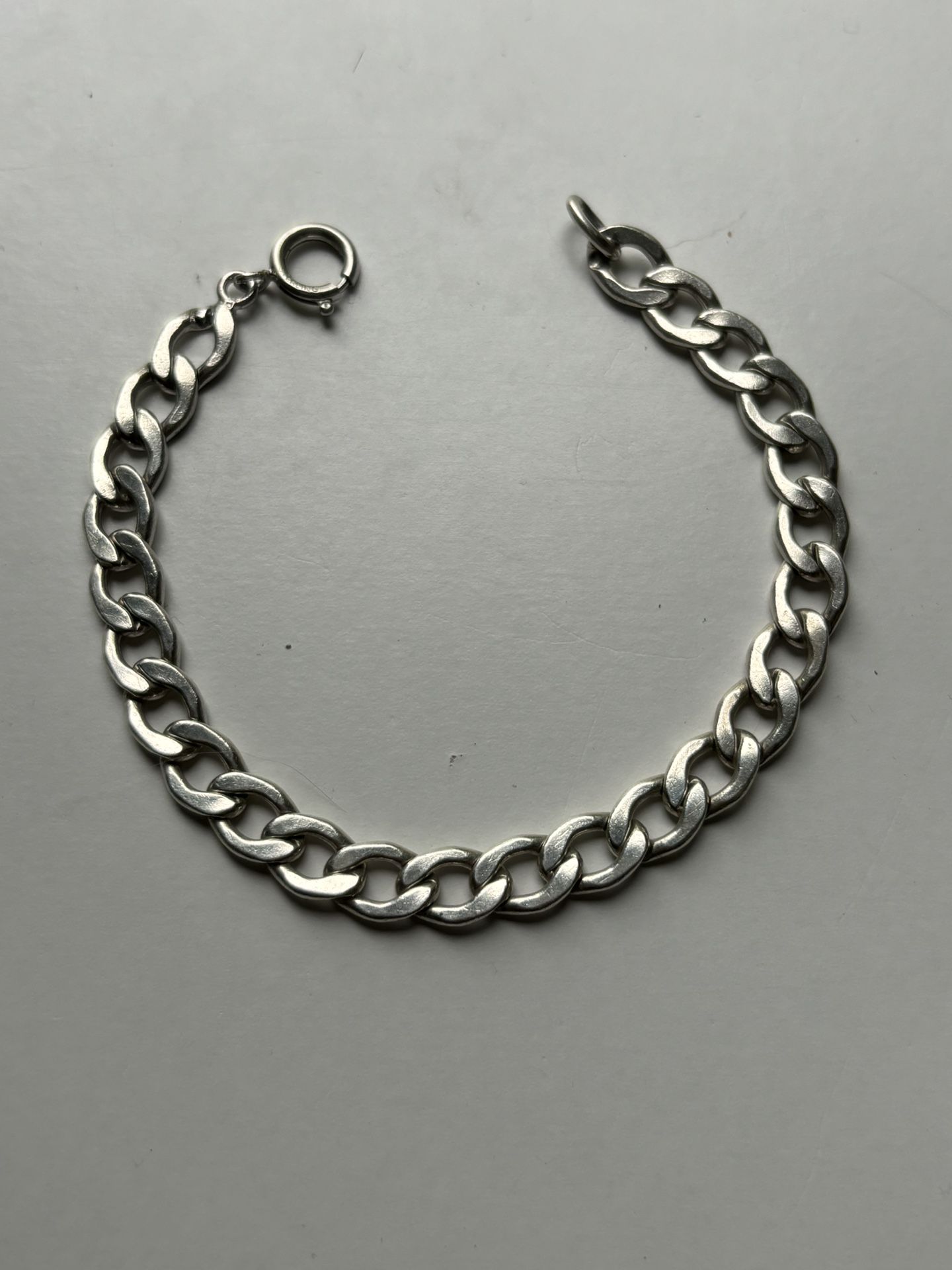 Vintage Curb Cuban Link Silver Bracelet 