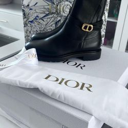 Christian Dior Calfskin Empreinte Ankle Boots 37 Black