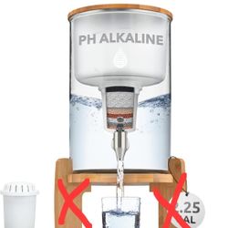 pH Recharge Glass Alkaline Water Filter Dispenser - Countertop Water Filter System - Purifier Pitcher for Home and Office - High pH Pure Drinking Wate