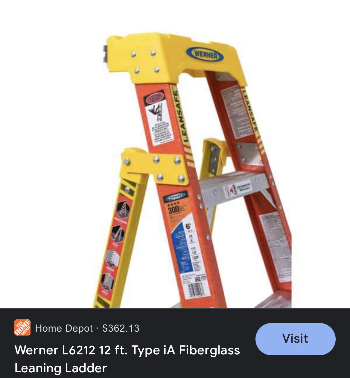werner 12' step ladder leansafe