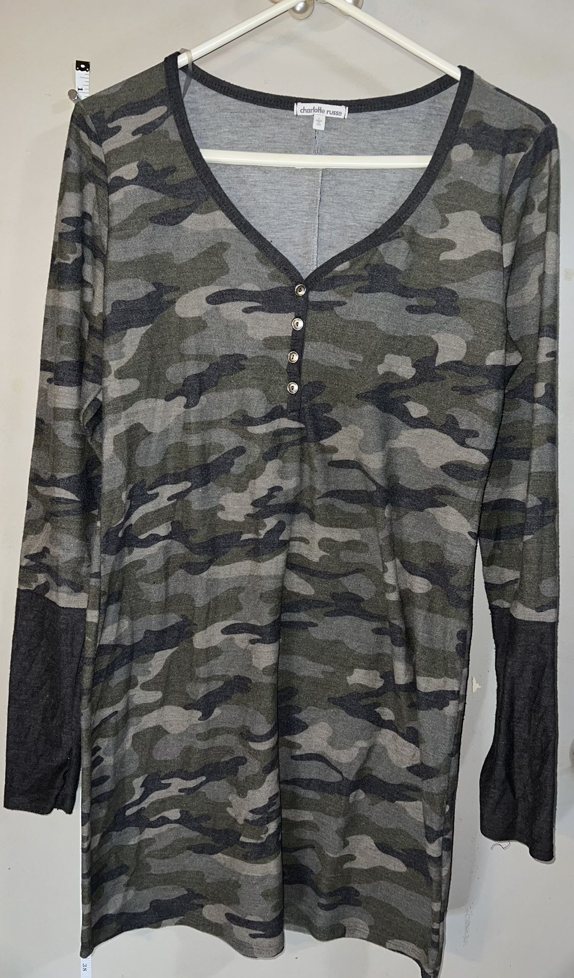Charlotte Russe  Camouflage Dress Large Long Sleeve Mid Length