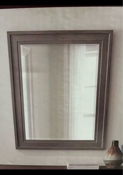Rectangular Wall Mirror with Wood Frame