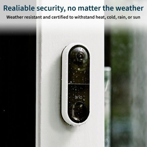 Arlo Essential Wired Video Doorbell - HD Video, 180° View, Night Vision, 2 Way Audio, Direct to Wi-Fi No Hub Needed, White - AVD1001