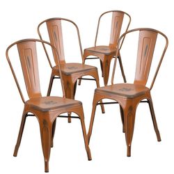 Orange Metal Indoor/outdoor Stackable Chairs