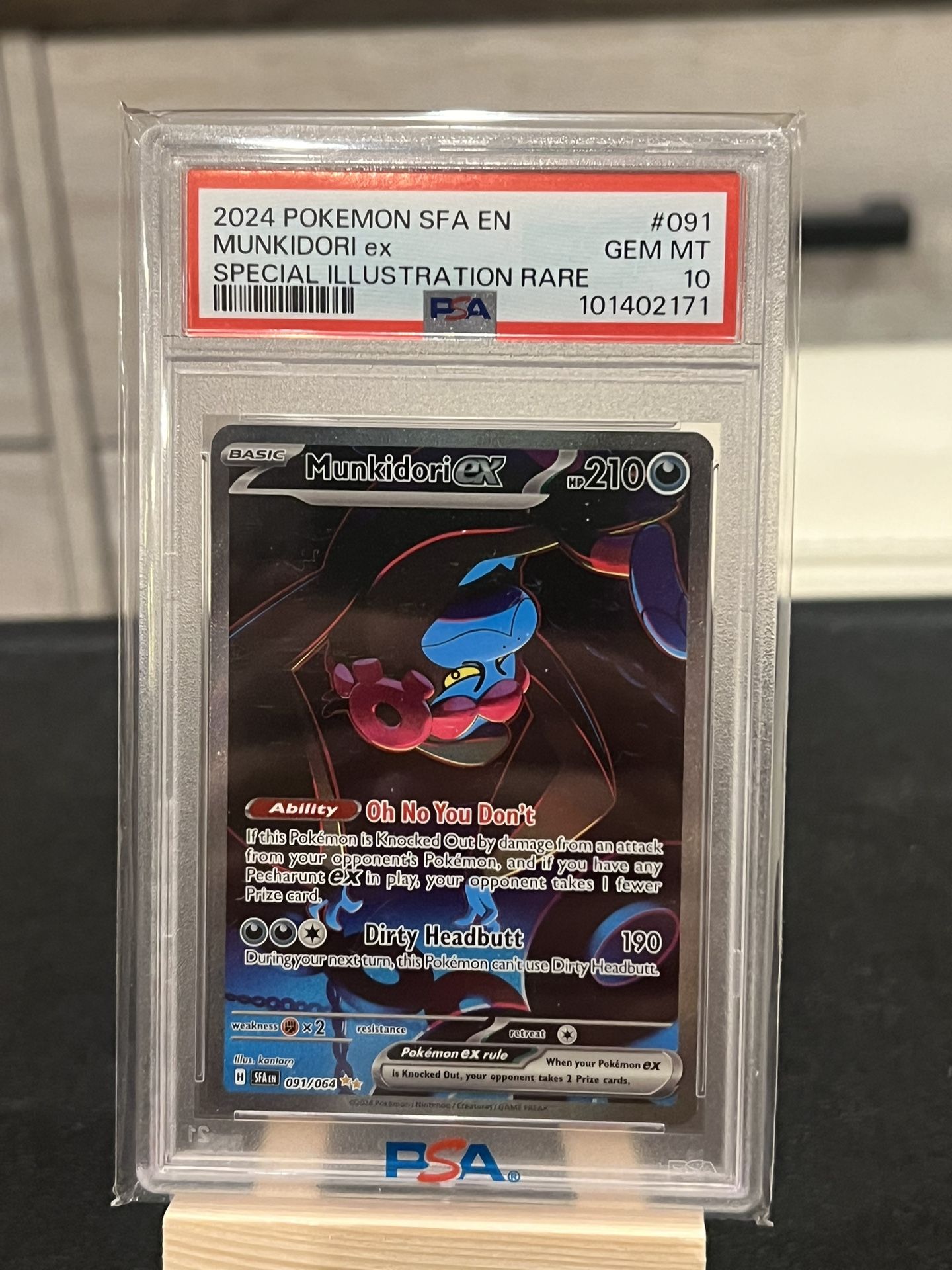 Pokemon PSA Gem Mint 10 Munkidori ex 091/064 Sv: Shrouded Fable SIR