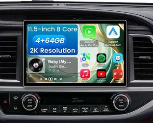 Car Stereo Radio Toyota Highlander 2014 2015 2016 2017 2018 2019, Wireless CarPlay Android Auto, 11.5” Touch Screen, Backup Camera