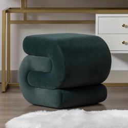 New Velvet Vanity Stool, Modern S-Shaped Pouf Ottoman Footrest Makeup Chair Foot Stool Under Desk