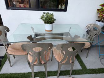 Modern Glass Dining Table Set – 4 Chairs