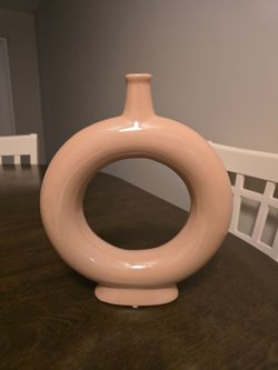 Brand New Modern Pink Ceramic Donut Vase