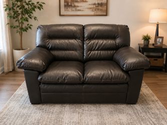 Brown Leather couch and love seat
