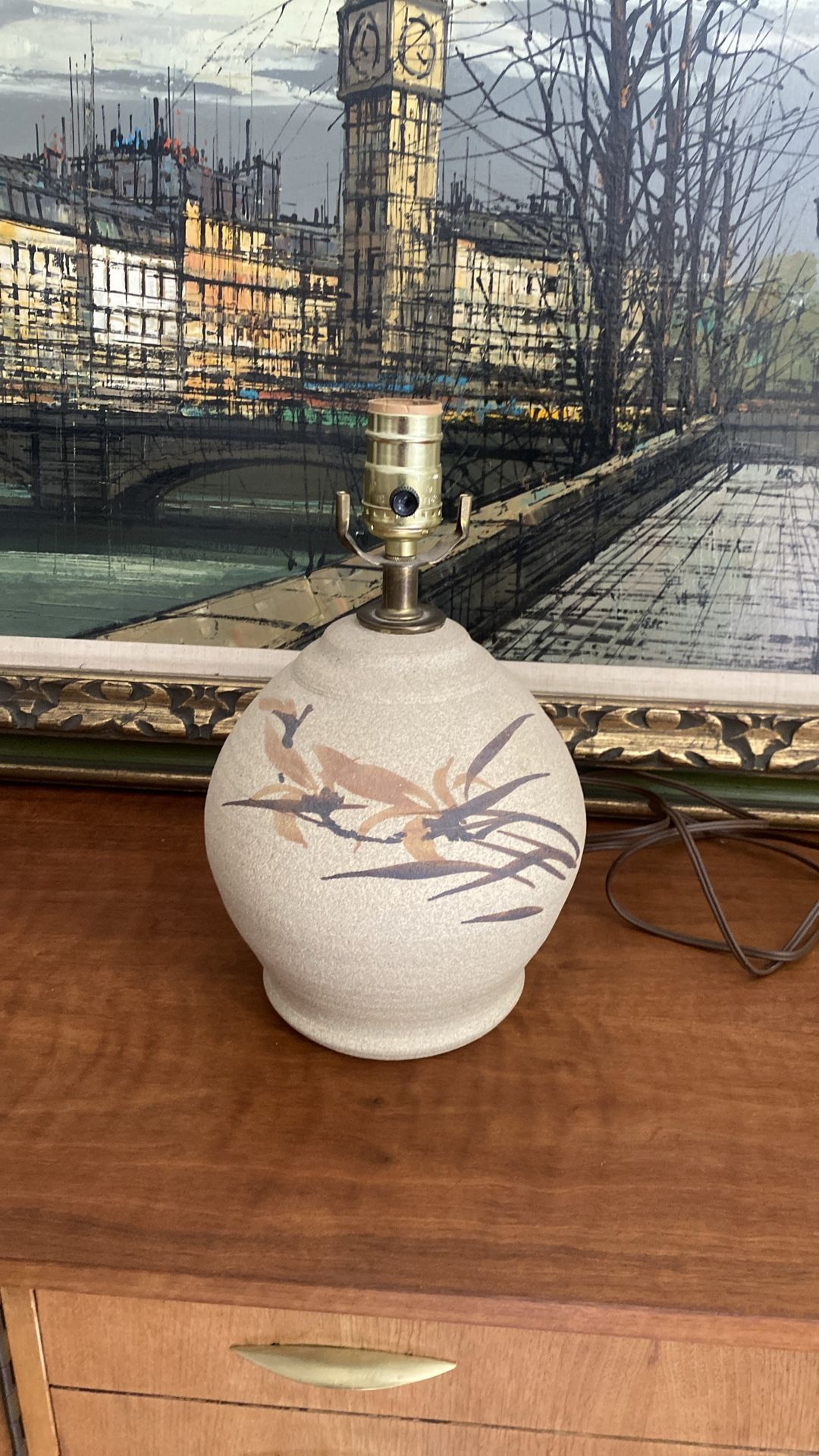 Mid century small studio pottery lamp
