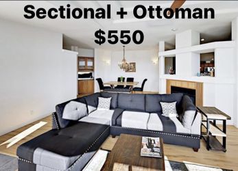 Black Sectional + ottoman