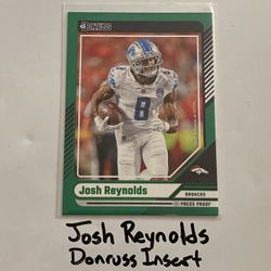 Josh Reynolds Denver Broncos WR Donruss Short Print Insert Card. 