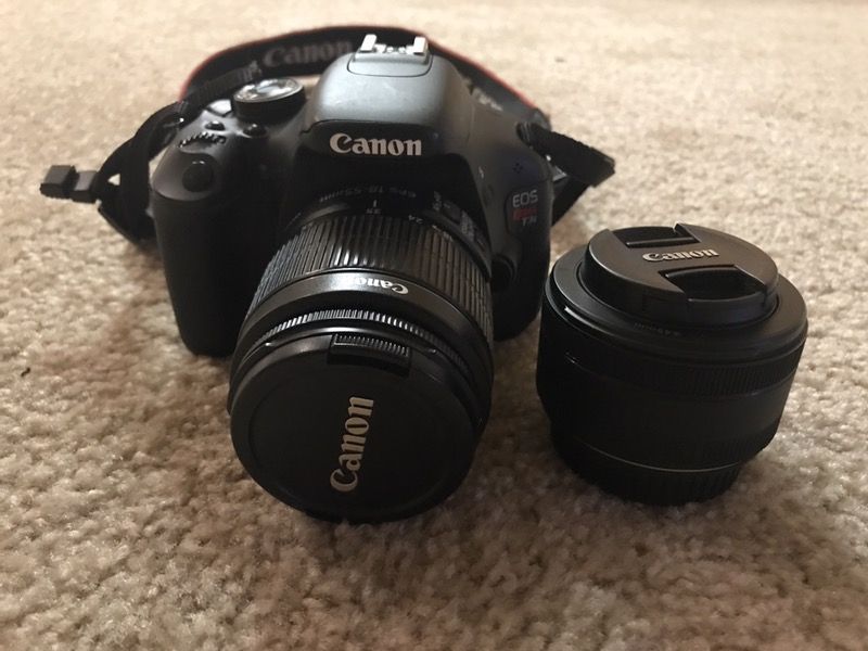 Canon t3i with 50mm lens and starter kit lens