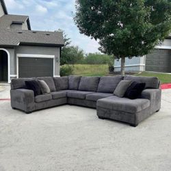 Large Dark Gray Sectional Couch