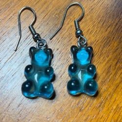 Clear Blue Gummy Bear Earrings Hook