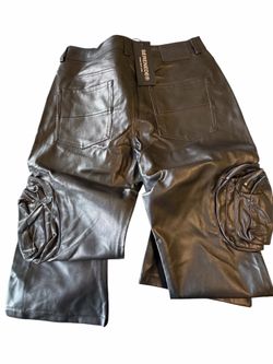 SERENEDE Black Leather Cargo Pants Size 36