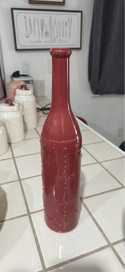 Red Ceramic Decorative Bottle Vase