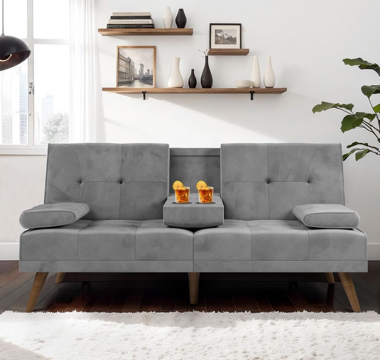 Grey Futon Sofa New Fully Assembled