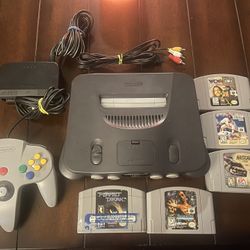 Nintendo 64 With One Controller And 5 Games Power Cord And Av Cord Tested Works