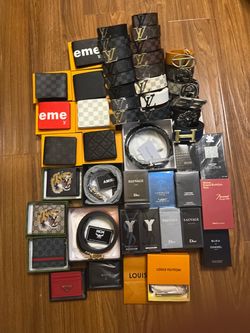 Designer colognes, belts, wallets, card holders, clothes