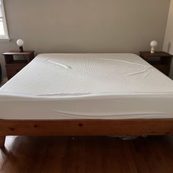 Huge Moving Sale! California King Mattress, Mattress Pad And Pine Frame