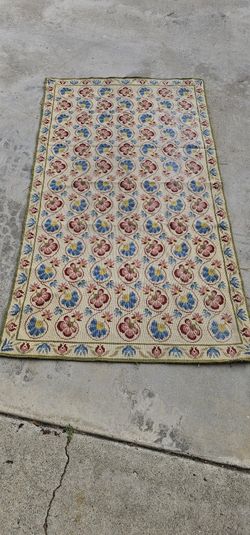 Vintage Handmade Needlepoint Rug